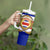 Costa Rica Flag Map Tumbler With Handle Red White Blue with National Colors and Gold Crest Design - Wonder Print Shop