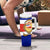 Costa Rica Flag Map Tumbler With Handle Red White Blue with National Colors and Gold Crest Design - Wonder Print Shop
