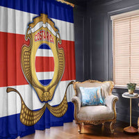 Costa Rica Flag Map Window Curtain Red White Blue with National Colors and Gold Crest Design - Wonder Print Shop