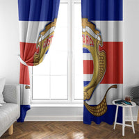 Costa Rica Flag Map Window Curtain Red White Blue with National Colors and Gold Crest Design - Wonder Print Shop