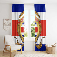 Costa Rica Flag Map Window Curtain Red White Blue with National Colors and Gold Crest Design - Wonder Print Shop