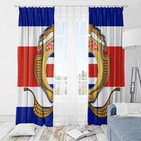 Costa Rica Flag Map Window Curtain Red White Blue with National Colors and Gold Crest Design - Wonder Print Shop
