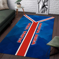 Costa Rica Pura Vida Area Rug Blue Geometric with Red Stripe and National Flag Detail - Wonder Print Shop