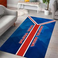 Costa Rica Pura Vida Area Rug Blue Geometric with Red Stripe and National Flag Detail - Wonder Print Shop