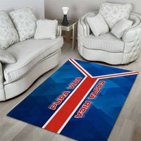 Costa Rica Pura Vida Area Rug Blue Geometric with Red Stripe and National Flag Detail - Wonder Print Shop