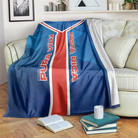 Costa Rica Pura Vida Blanket Blue Geometric with Red Stripe and National Flag Detail - Wonder Print Shop