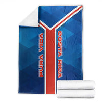 Costa Rica Pura Vida Blanket Blue Geometric with Red Stripe and National Flag Detail - Wonder Print Shop