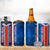 Costa Rica Pura Vida 4 in 1 Can Cooler Tumbler Blue Geometric with Red Stripe and National Flag Detail - Wonder Print Shop
