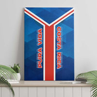 Costa Rica Pura Vida Canvas Wall Art Blue Geometric with Red Stripe and National Flag Detail - Wonder Print Shop