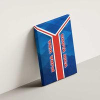 Costa Rica Pura Vida Canvas Wall Art Blue Geometric with Red Stripe and National Flag Detail - Wonder Print Shop
