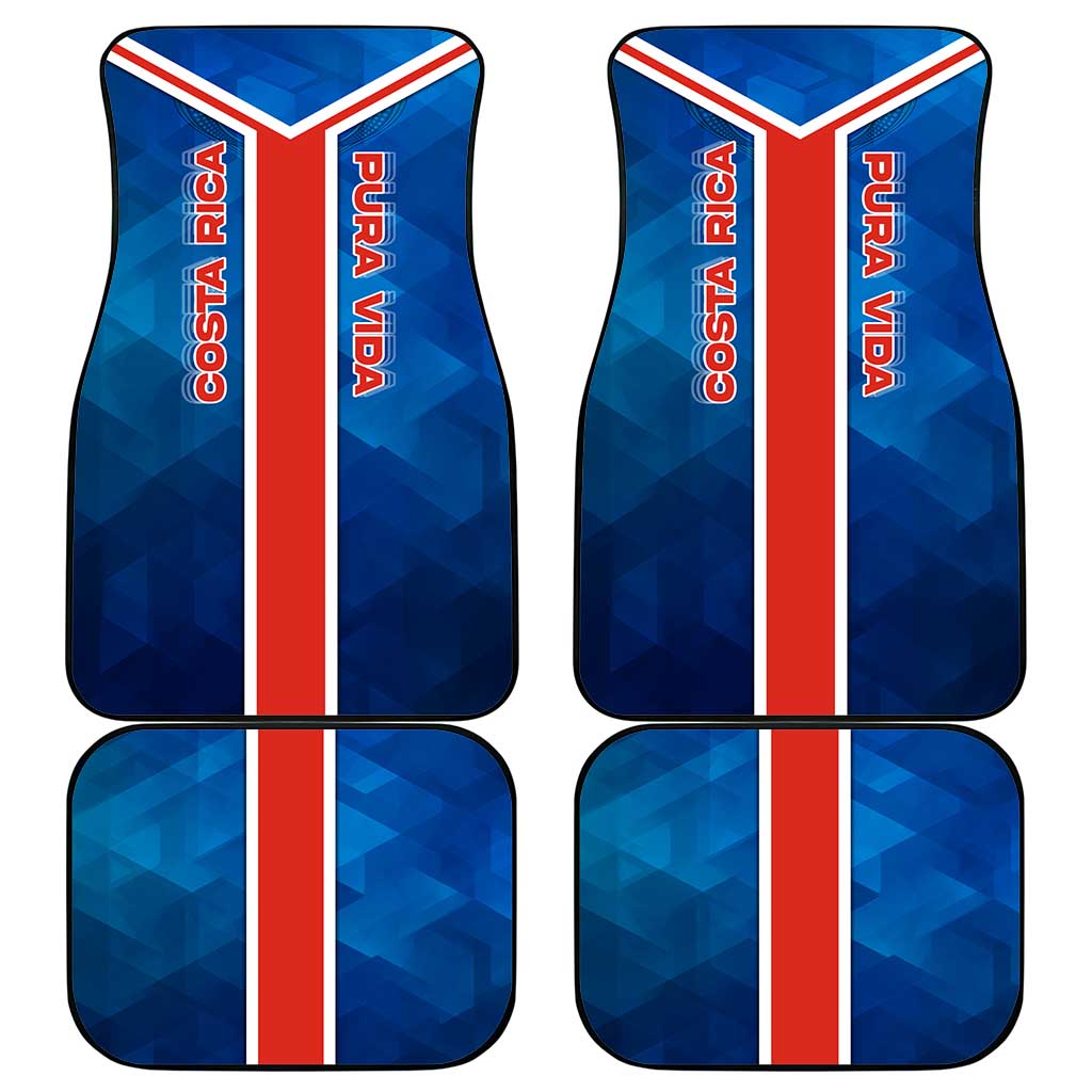 Costa Rica Pura Vida Car Mats Blue Geometric with Red Stripe and National Flag Detail - Wonder Print Shop