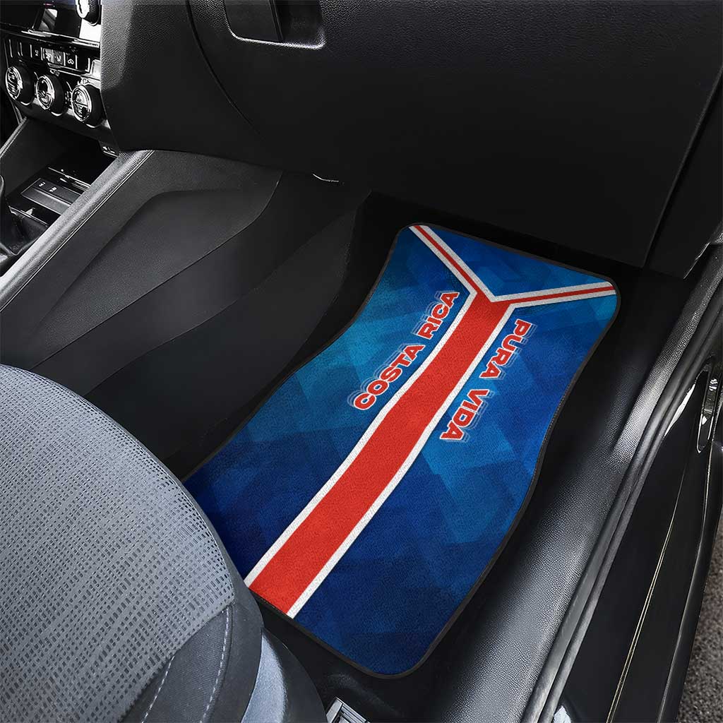 Costa Rica Pura Vida Car Mats Blue Geometric with Red Stripe and National Flag Detail - Wonder Print Shop