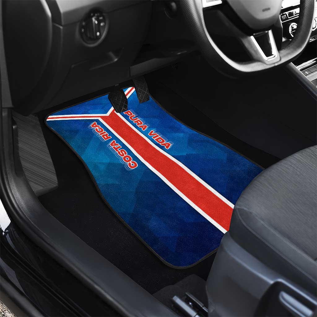Costa Rica Pura Vida Car Mats Blue Geometric with Red Stripe and National Flag Detail - Wonder Print Shop