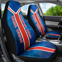 Costa Rica Pura Vida Car Seat Cover Blue Geometric with Red Stripe and National Flag Detail - Wonder Print Shop