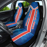 Costa Rica Pura Vida Car Seat Cover Blue Geometric with Red Stripe and National Flag Detail - Wonder Print Shop