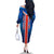 Costa Rica Pura Vida Family Matching Off The Shoulder Long Sleeve Dress and Hawaiian Shirt Blue Geometric with Red Stripe and National Flag Detail - Wonder Print Shop