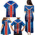 Costa Rica Pura Vida Family Matching Puletasi and Hawaiian Shirt Blue Geometric with Red Stripe and National Flag Detail - Wonder Print Shop