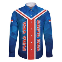 Costa Rica Pura Vida Family Matching Puletasi and Hawaiian Shirt Blue Geometric with Red Stripe and National Flag Detail - Wonder Print Shop