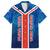 Costa Rica Pura Vida Family Matching Short Sleeve Bodycon Dress and Hawaiian Shirt Blue Geometric with Red Stripe and National Flag Detail - Wonder Print Shop