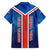 Costa Rica Pura Vida Family Matching Tank Maxi Dress and Hawaiian Shirt Blue Geometric with Red Stripe and National Flag Detail - Wonder Print Shop
