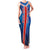 Costa Rica Pura Vida Family Matching Tank Maxi Dress and Hawaiian Shirt Blue Geometric with Red Stripe and National Flag Detail - Wonder Print Shop