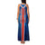 Costa Rica Pura Vida Family Matching Tank Maxi Dress and Hawaiian Shirt Blue Geometric with Red Stripe and National Flag Detail - Wonder Print Shop