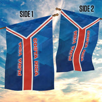 Costa Rica Pura Vida Garden Flag Blue Geometric with Red Stripe and National Flag Detail - Wonder Print Shop