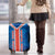 Costa Rica Pura Vida Luggage Cover Blue Geometric with Red Stripe and National Flag Detail - Wonder Print Shop