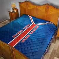 Costa Rica Pura Vida Quilt Blue Geometric with Red Stripe and National Flag Detail - Wonder Print Shop