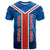 Costa Rica Pura Vida T Shirt Blue Geometric with Red Stripe and National Flag Detail - Wonder Print Shop