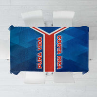 Costa Rica Pura Vida Tablecloth Blue Geometric with Red Stripe and National Flag Detail - Wonder Print Shop