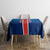 Costa Rica Pura Vida Tablecloth Blue Geometric with Red Stripe and National Flag Detail - Wonder Print Shop