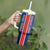 Costa Rica Pura Vida Tumbler With Handle Blue Geometric with Red Stripe and National Flag Detail - Wonder Print Shop