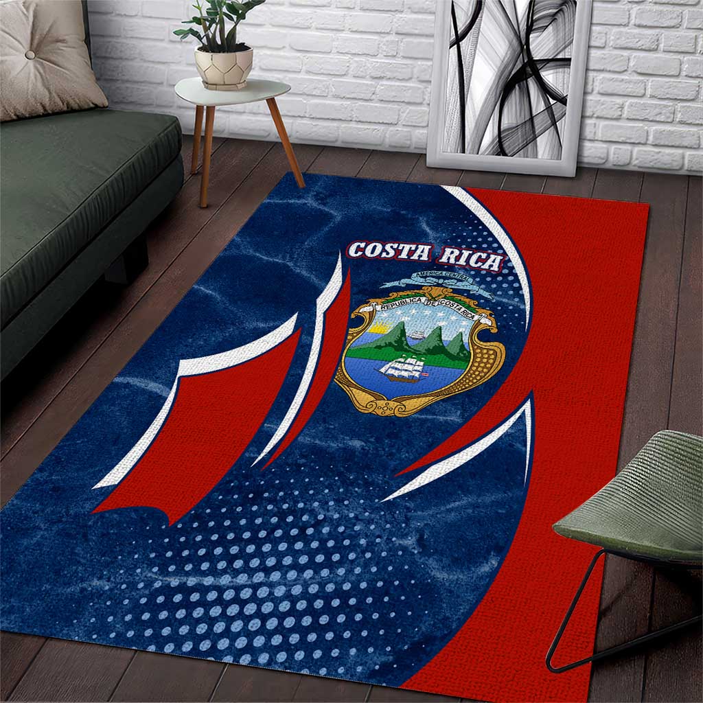 Costa Rica Orchid Area Rug Red and Blue with National Emblem and Purple Flower Design - Wonder Print Shop