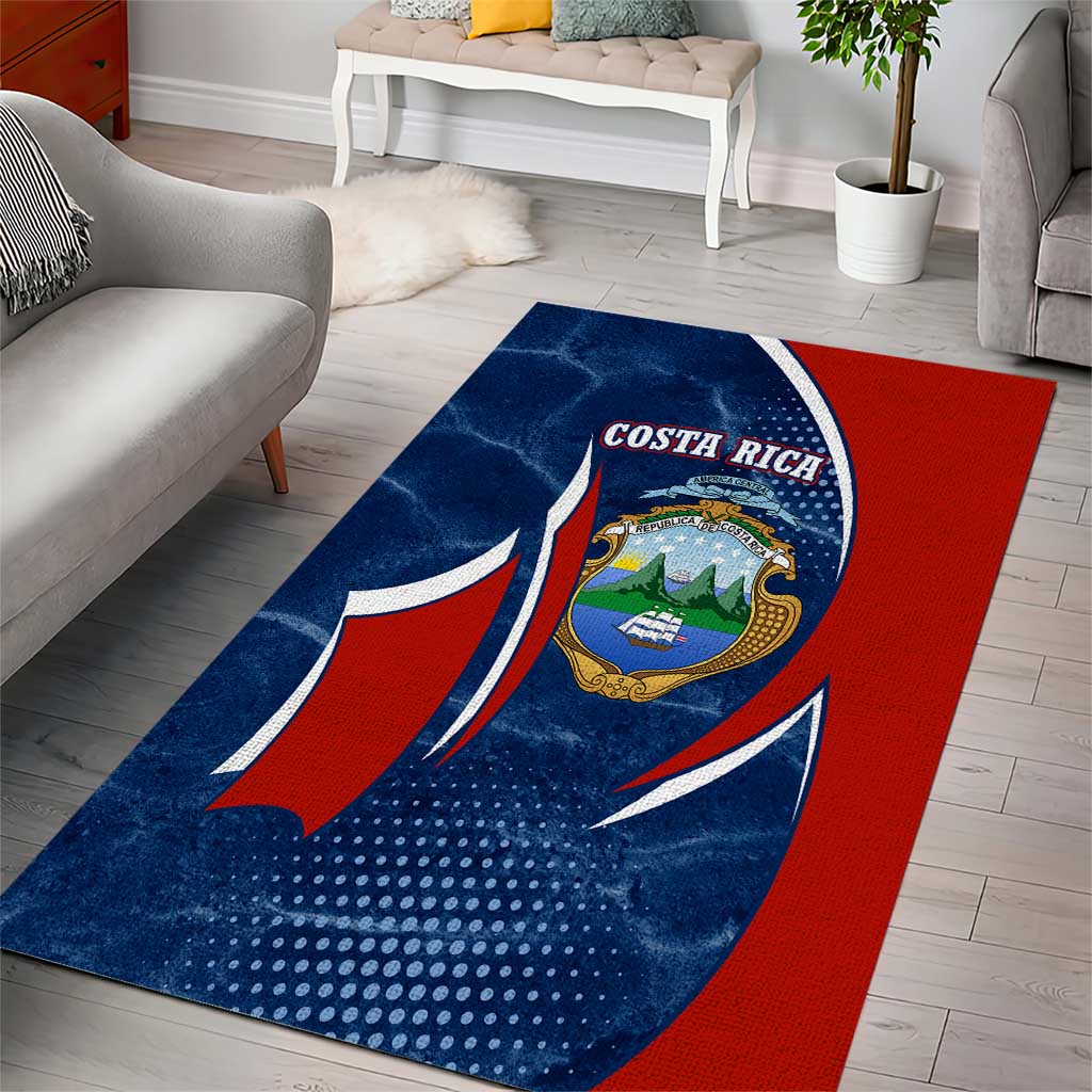 Costa Rica Orchid Area Rug Red and Blue with National Emblem and Purple Flower Design - Wonder Print Shop