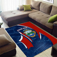 Costa Rica Orchid Area Rug Red and Blue with National Emblem and Purple Flower Design - Wonder Print Shop