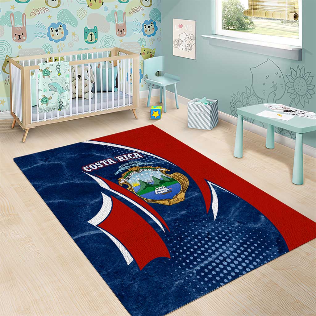 Costa Rica Orchid Area Rug Red and Blue with National Emblem and Purple Flower Design - Wonder Print Shop