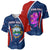Costa Rica Orchid Baseball Jersey Red and Blue with National Emblem and Purple Flower Design - Wonder Print Shop