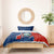 Costa Rica Orchid Bedding Set Red and Blue with National Emblem and Purple Flower Design - Wonder Print Shop
