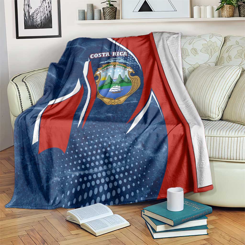 Costa Rica Orchid Blanket Red and Blue with National Emblem and Purple Flower Design - Wonder Print Shop