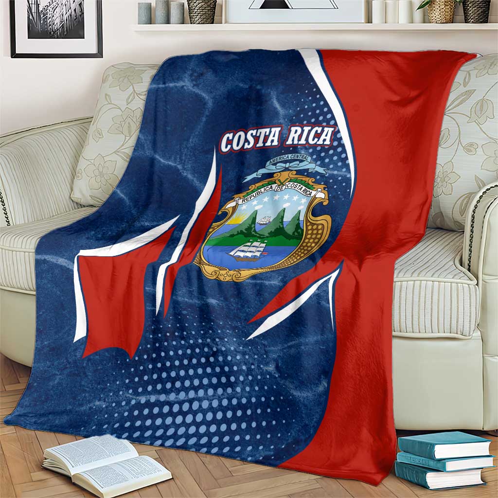 Costa Rica Orchid Blanket Red and Blue with National Emblem and Purple Flower Design - Wonder Print Shop