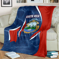 Costa Rica Orchid Blanket Red and Blue with National Emblem and Purple Flower Design - Wonder Print Shop