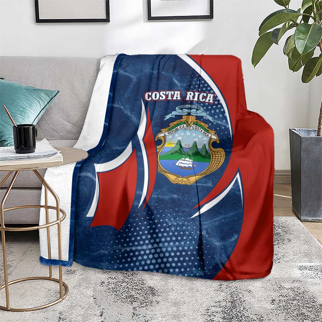 Costa Rica Orchid Blanket Red and Blue with National Emblem and Purple Flower Design - Wonder Print Shop