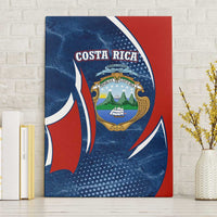 Costa Rica Orchid Canvas Wall Art Red and Blue with National Emblem and Purple Flower Design - Wonder Print Shop