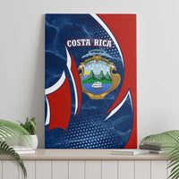 Costa Rica Orchid Canvas Wall Art Red and Blue with National Emblem and Purple Flower Design - Wonder Print Shop
