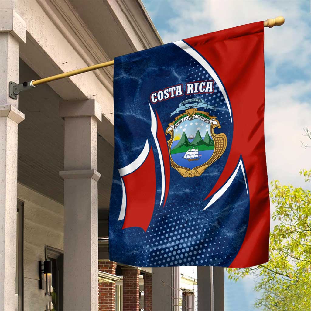 Costa Rica Orchid Garden Flag Red and Blue with National Emblem and Purple Flower Design - Wonder Print Shop