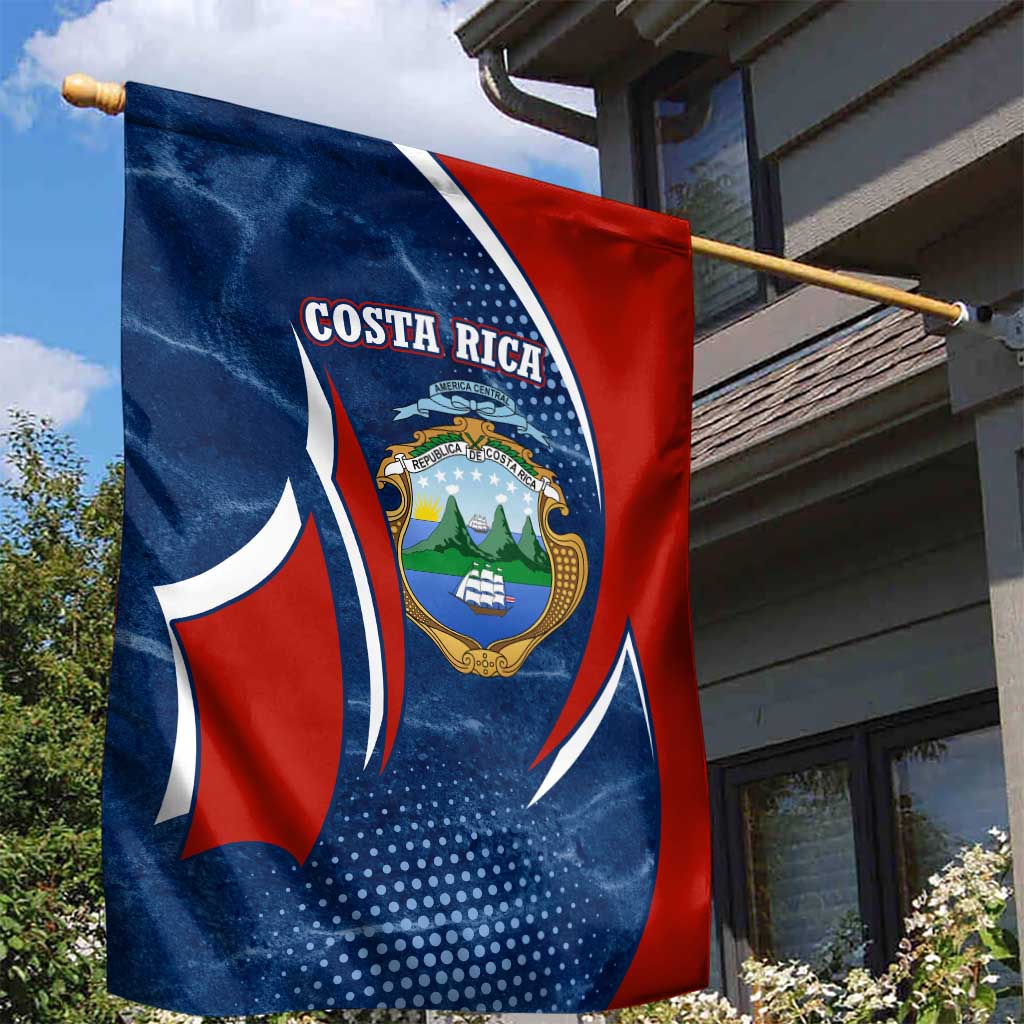 Costa Rica Orchid Garden Flag Red and Blue with National Emblem and Purple Flower Design - Wonder Print Shop