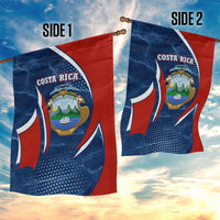 Costa Rica Orchid Garden Flag Red and Blue with National Emblem and Purple Flower Design - Wonder Print Shop