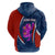 Costa Rica Orchid Hoodie Red and Blue with National Emblem and Purple Flower Design - Wonder Print Shop