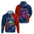 Costa Rica Orchid Hoodie Red and Blue with National Emblem and Purple Flower Design - Wonder Print Shop